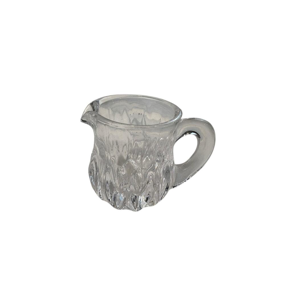 Vintage Clear Glass Individual Creamer with Textured Pattern – Unbranded
